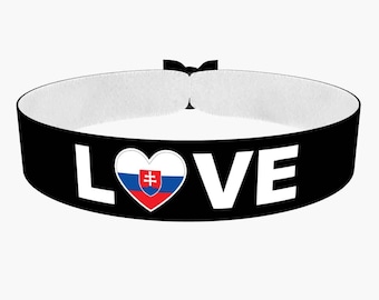 EURO 2024 - Love Slowakei Stoffarmband schwarz