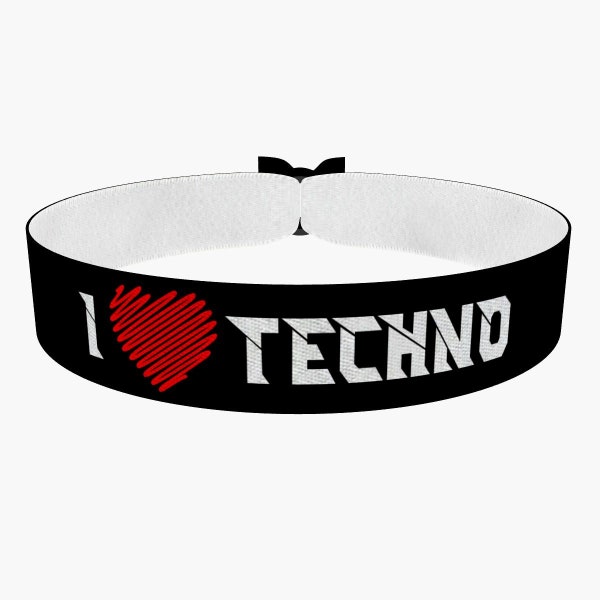 I Love Techno schwarz Stoffarmband