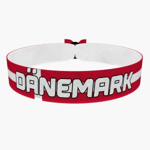 Denmark Flag Fabric Bracelet – Handmade Bracelet for Euro 2024, Denmark Fan Items – Bracelet Denmark – Denmark Fan Items