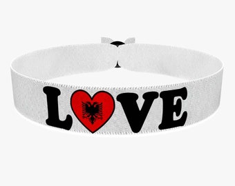 EURO 2024 - Pulsera de tela Love Albania blanca