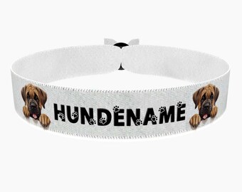 Great Dane stoffen armband, aanpasbaar met naam