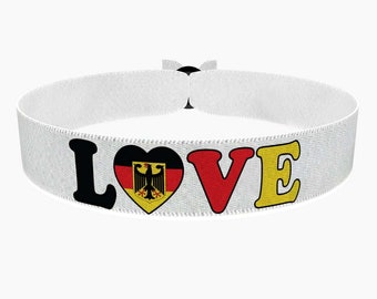 EURO 2024 - Pulsera de tela Love Germany blanca