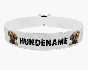 Bullmastiff stoffen armband, aanpasbaar met naam