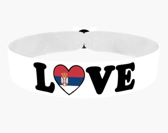 EURO 2024 - Pulsera de tela Love Serbia blanca