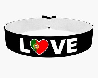 EURO 2024 - Love Portugal stoffen armband zwart