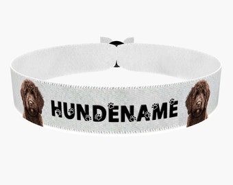 Labradoodle stoffen armband, aanpasbaar met naam