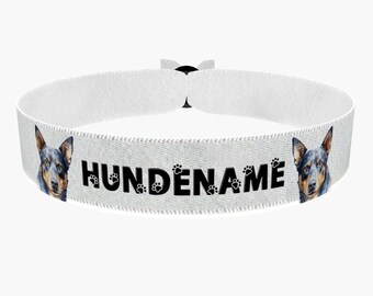 Cattle Dog zwarte stoffen armband, aanpasbaar met naam