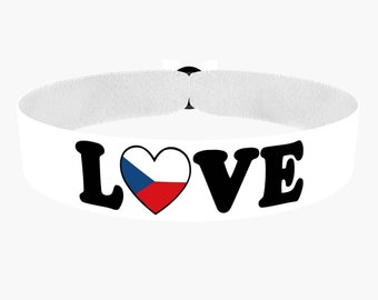 EURO 2024 - Pulsera de tela Love Czech Republic blanca