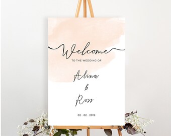Rosey Wedding Welcome Sign for Modern, Minimalist and Romantic Wedding | Wedding Signage | Modern Wedding Sign | Personalized Sign |