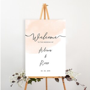 Rosey Wedding Welcome Sign for Modern, Minimalist and Romantic Wedding | Wedding Signage | Modern Wedding Sign | Personalized Sign |