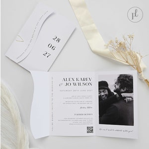 Invitación de boda impresa con código QR, invitación de boda todo en uno perfecta para bodas modernas y elegantes de Paperlust