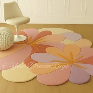Vibrant Hand-Tufted Floral Rug – Abstract Bloom Design | Modern Flower Area Rug | Boho Aesthetic Carpet for Living Room, Bedroom, etc..