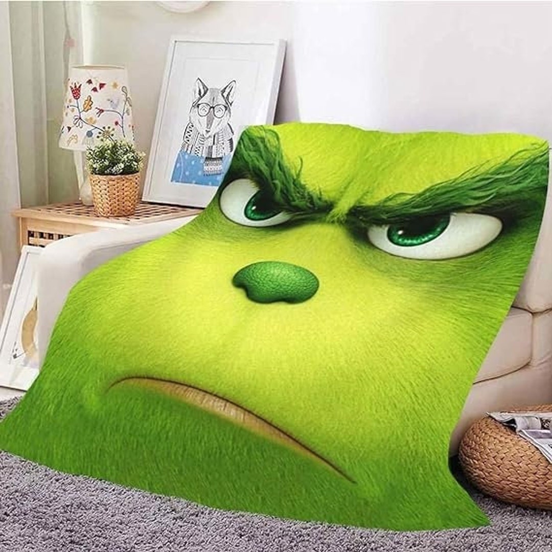 Limited Grinch Face Christmas Blankets and Throws Green Etsy