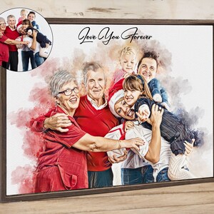 Custom Watercolor Family Portrait From Photos Personalized Anniversary Gifts Deceased Portrait Grandparent Gifts Birthday Gifts for Grandma