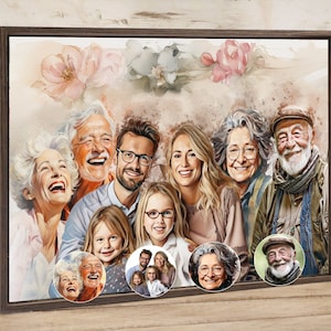 Best Gifts for Women Custom Family Portrait from Photo Personalized Gift for Her Handmade Grandma Gift for Mom Holiday Home Decor Painting