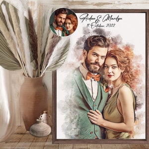 Custom Watercolor Portrait Custom Wedding Oil Painting on Canvas Couple Portrait Painting from Photo Anniversary Gift Bridal Shower Gift