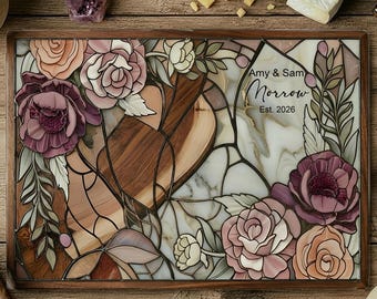 Personalized Charcuterie Board Stained Glass Wood Look Cutting Board Unique Wedding Gift Mothers Day Gift Bridal Shower Gift Engagement Gift