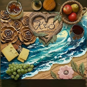 Personalized Glass Charcuterie Board Epoxy Resin Wood Look Cutting Board Wedding Gift Bridal Shower Gift Engagement Gift Anniversary Gift