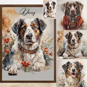 Custom Pet Portraits Using Pet Photo Personalized Digital Dog Portraits Cat Portraits Custom Dog Portraits Custom Pet Art Pet Drawing