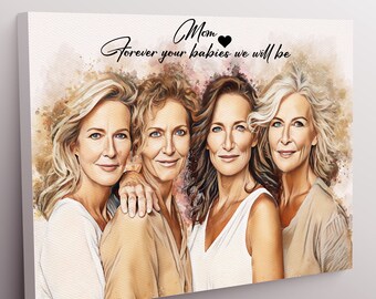 Custom Family Wall Art personalized gift for mom gift unique birthday gift for her christmas gift from daughter watercolor canvas print