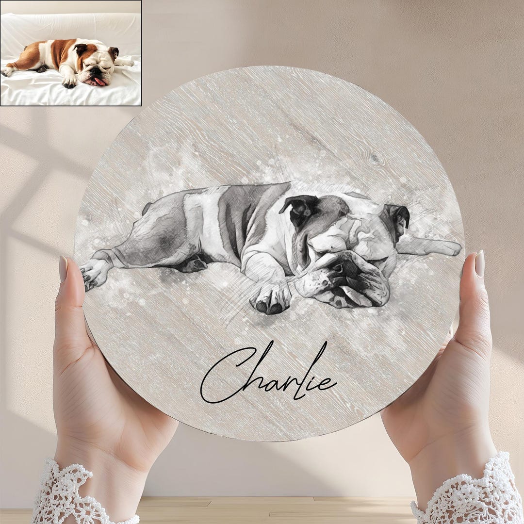 Personalized Pet Round Wooden Sign, Welcome Dog Door Hanger, Custom Dog ...