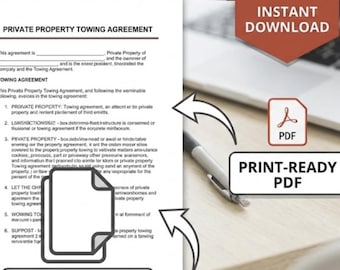 Private Property Towing Contract Template | Impound Service Agreement | PPI Authorization | Tow Truck Business Forms | Editable Word & PDF