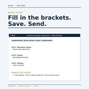 WordPress Developer Contract Template Bundle | Freelance Web Developer Agreement | WordPress Designer Form | Editable Word PDF Google Docs image 6