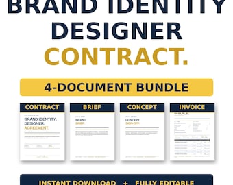 Brand Identity Designer Contract Template Bundle | Brand Designer Agreement | Visual Identity Client Form | Editable Word PDF Google Docs