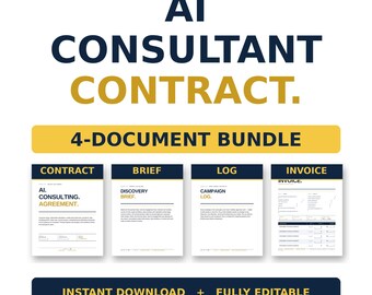 AI Consultant Contract Bundle | Prompt Engineer Service Agreement | LLM Workflow Form | Hallucination Disclaimer | Editable Word + PDF