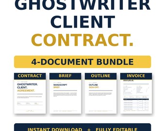 Ghostwriter Contract Template Bundle | Freelance Ghostwriting Agreement | Book Author Ghost Writer Form | Editable Word PDF Google Docs