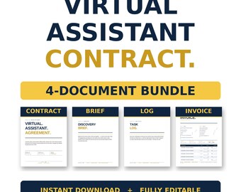 Virtual Assistant Contract Bundle | VA Service Agreement | Independent Contractor Form | Retainer & Hourly | Editable Word + PDF