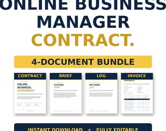 Online Business Manager Contract Bundle | OBM Service Agreement | Team Lead Retainer Form | Performance Disclaimer | Editable Word + PDF