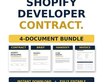 Shopify Developer Contract Template Bundle | Shopify Designer Agreement | Ecommerce Web Dev Client Form | Editable Word PDF Google Docs