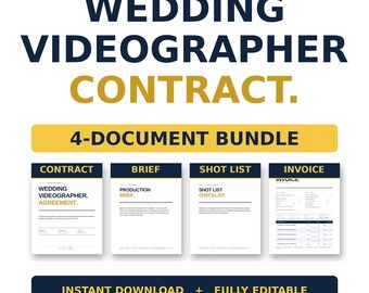 Wedding Videographer Contract Template Bundle | Wedding Film Agreement | Videographer Couple Client Form | Editable Word PDF Google Docs