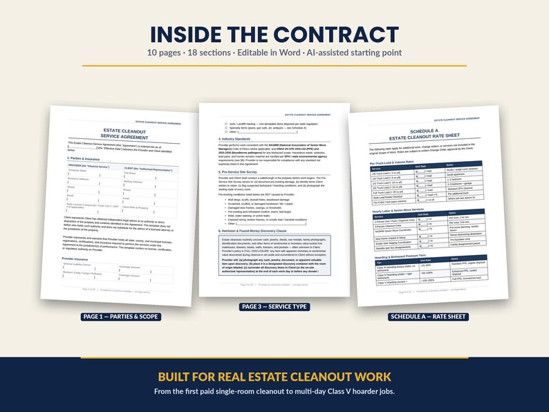 Estate Cleanout Service Check List.pdf Estate Cleanout Contract Template | Senior Move & Property Cleanout ...
