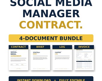 Social Media Manager Contract Bundle | SMM Service Agreement | Content Creator Form | Content Calendar | Editable Word + PDF