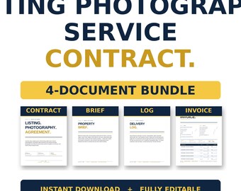 Real Estate Listing Photography Contract | Agent Photographer Service Agreement | MLS Photo Form | Property Access | Editable Word + PDF
