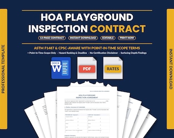 HOA Playground Inspection Contract | Condo Community Play Area Maintenance Agreement | ASTM F1487 & cpsc Aware Terms | Word + PDF