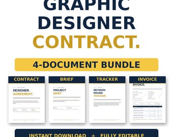 Graphic Designer Contract Template Bundle | Freelance Designer Agreement | Logo & Brand Designer Client Form | Editable Word PDF Google Docs