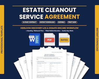 Estate Cleanout Contract Template | Senior Move & Property Cleanout Service Agreement | Heirloom Discovery Log Donate-Discard Form