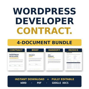 WordPress Developer Contract Template Bundle | Freelance Web Developer Agreement | WordPress Designer Form | Editable Word PDF Google Docs