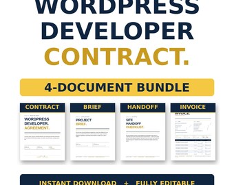 WordPress Developer Contract Template Bundle | Freelance Web Developer Agreement | WordPress Designer Form | Editable Word PDF Google Docs