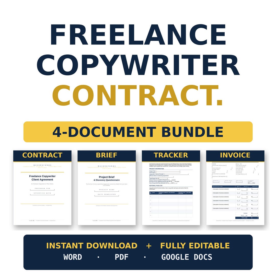 Copywriter Contract Template Bundle | Freelance Writer Agreement ...