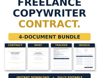 Copywriter Contract Template Bundle | Freelance Writer Agreement | Content & Sales Copywriter Client Form | Editable Word PDF Google Docs