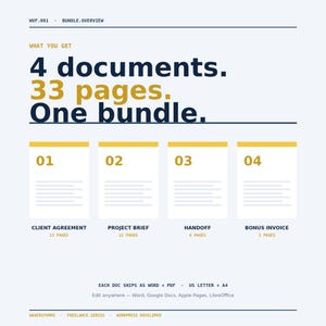 WordPress Developer Contract Template Bundle | Freelance Web Developer Agreement | WordPress Designer Form | Editable Word PDF Google Docs image 2