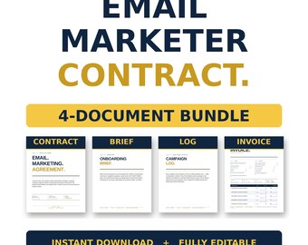 Email Marketer Contract Bundle | Klaviyo Mailchimp Service Agreement | Newsletter Automation | Performance Disclaimer | Editable Word + PDF