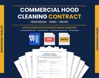Commercial Hood Cleaning Contract Template | NFPA 96-Aware Kitchen Exhaust Service Agreement | Mutual Indemnification | Word & PDF