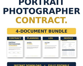 Portrait Photography Contract Bundle | Family Newborn Photographer Agreement | Session Print Release Form | Editable Word + PDF