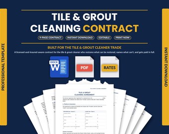Tile Grout Cleaning Contract Template | Floor Restoration Service Agreement | Grout Sealer Contractor Form | Editable Word PDF Google Docs