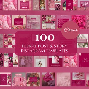 Floral Shop Social Media Templates | Pink Instagram Canva Templates| Florist Instagram Post and story Templates | Girly Pink IG Templates